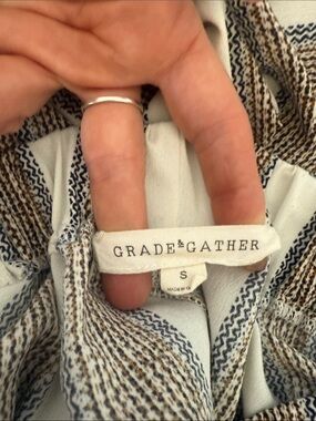 Grade & Gather Women's Wide Leg Pants in Cream and Brown Stripe